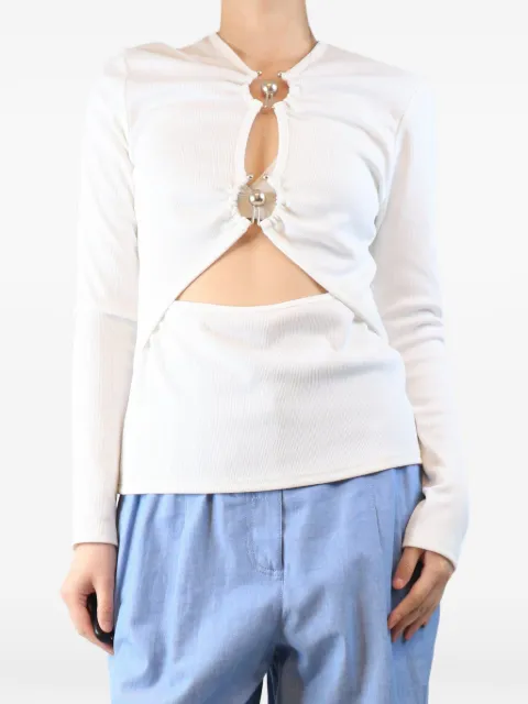 Christopher Esber cutout ribbed-knit top White WHITECUTOUTRIBBEDKNITJERSEYTOP