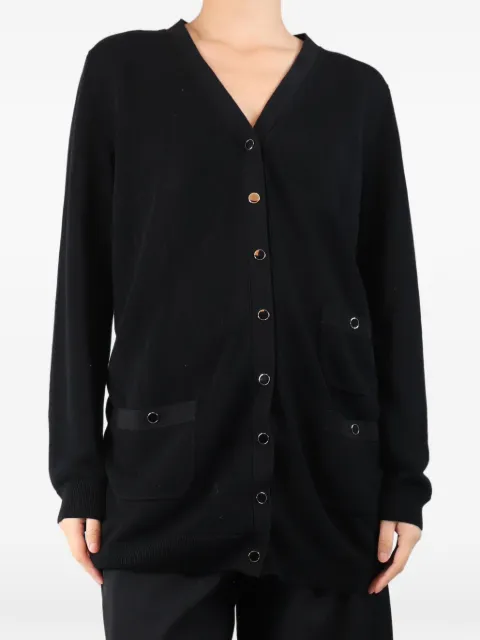 Lafayette 148 button-down V-neck cotton cardigan Black BLACKLONGCARDIGAN