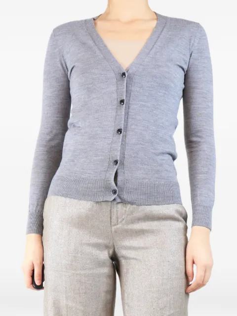 Burberry Pre-Owned fine-knit check-patch cardigan Grey GREYTHINKNITCARDIGAN