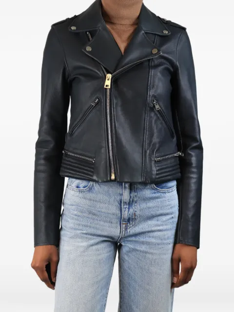 Maje leather biker jacket Blue NAVYLEATHERBIKERJACKET