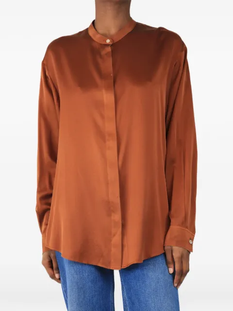 Forte Forte band-collar shirt Brown BROWNSILKBLOUSE