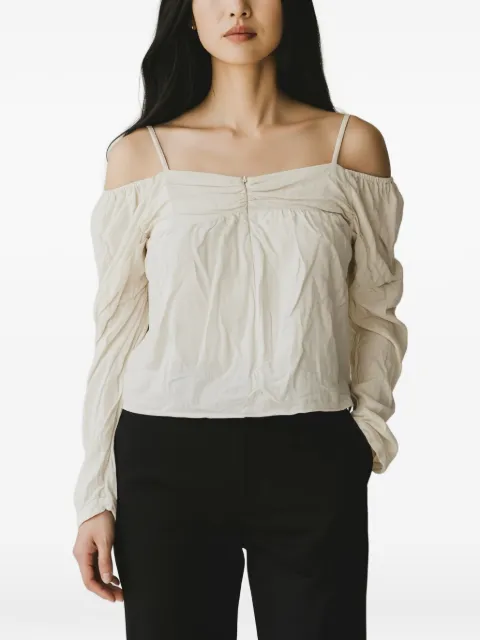 JW Anderson off-shoulder ruched blouse Neutrals JWANDERSONCREAMLINENTOP