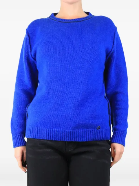 Loro Piana Pre-Owned crew-neck sweater Blue BLUECONTRASTPIPEDJUMPER