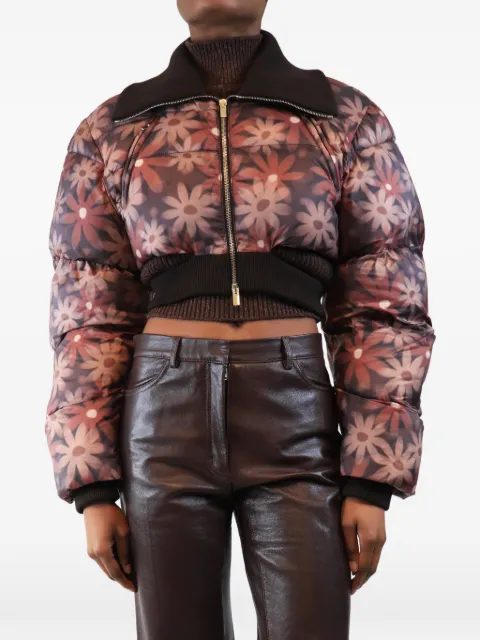 Jacquemus Pre-Owned floral-print cropped puffer jacket Brown BROWNCROPPEDFLORALPUFFERJACKET