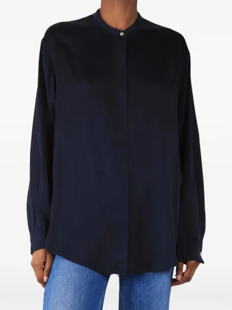 Forte Forte band-collar shirt Blue NAVYBLUESILKBLOUSE