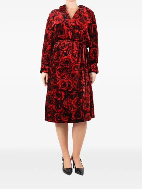 Dries Van Noten Pre-Owned belted floral-print midi dress Red REDBELTEDFLORALVELVETMIDIDRESS