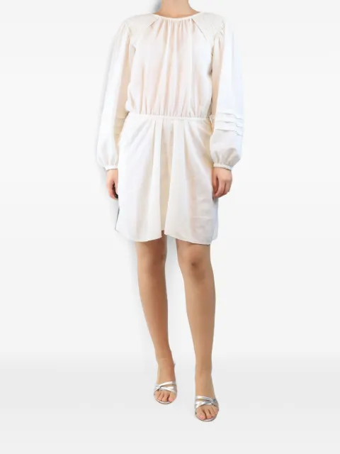 Isabel Marant Vintage smocked-shoulder mini dress White IVORYCREPEMINIDRESS