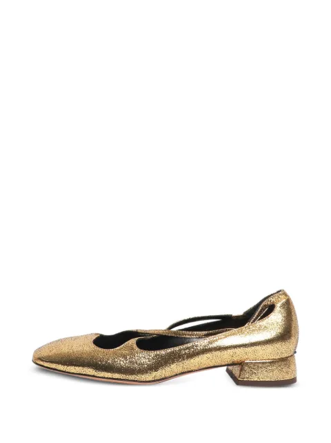 A.Bocca square-toe crossover-strap pumps Gold GOLDHEELEDPUMPS