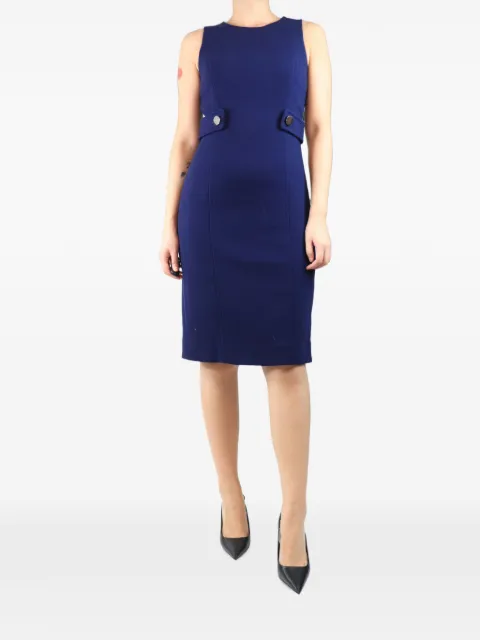 Michael Kors Vintage sleeveless buttoned-tabs midi dress Blue BLUESLEEVELESSWOOLCREPEMIDIDRESS