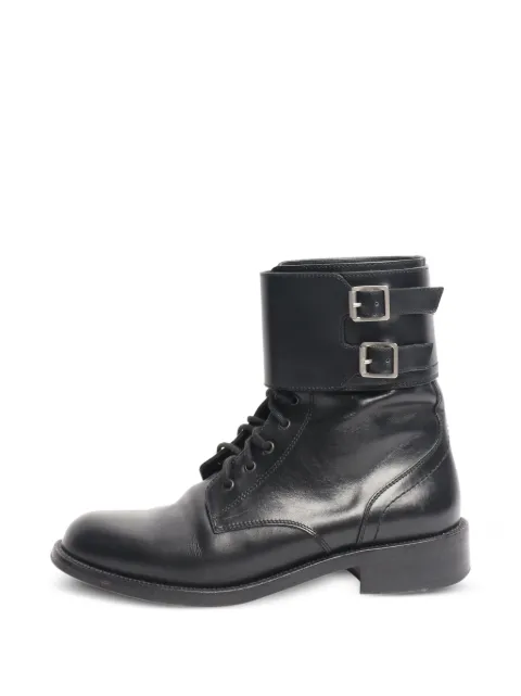 Saint Laurent Pre-Owned Patti buckle combat boots Black BLACKPATTICOMBATBOOTS
