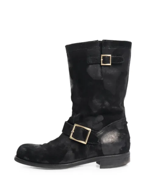 Jimmy Choo Pre-Owned distressed-effect buckle-fastening boots Black BLACKDISTRESSEDEFFECTSUEDEBOOTS