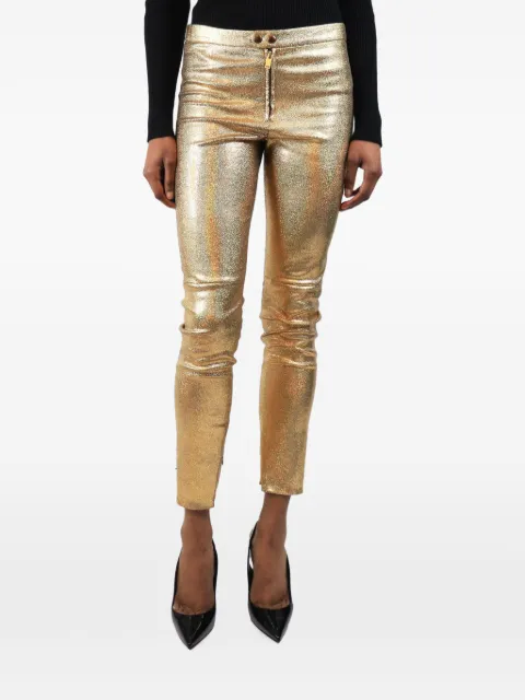 Isabel Marant Vintage metallic-effect leather trousers Gold GOLDMETALLICGLITTERYLEATHERTROUSERS