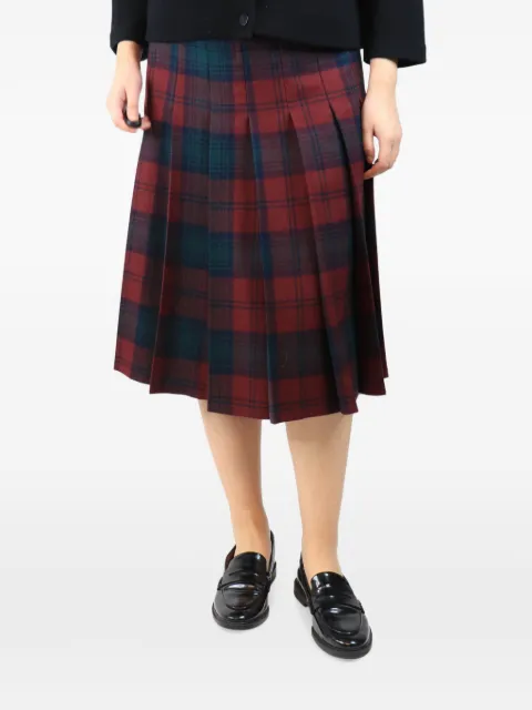 Red Valentino Vintage check-pattern midi pleated skirt Red BROWNCHECKWOOLBLENDSKIRT