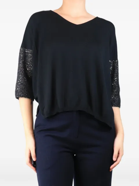 Le Tricot Perugia sequined-sleeve sweater Black BLACKSEQUINEDSLEEVESWEATER