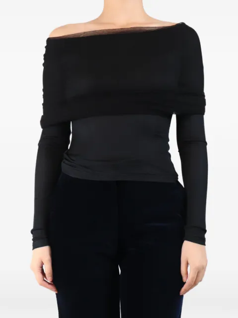 Christopher Esber off-the-shoulder mesh top Blue BLACKOFFTHESHOULDERMESHTOP