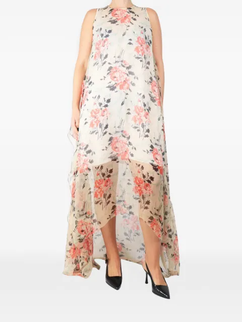 Loewe Pre-Owned asymmetric floral-print maxi dress Neutrals PINKANDNEUTRALASYMMETRICFLORALPRINTSILKMAXIDRESS
