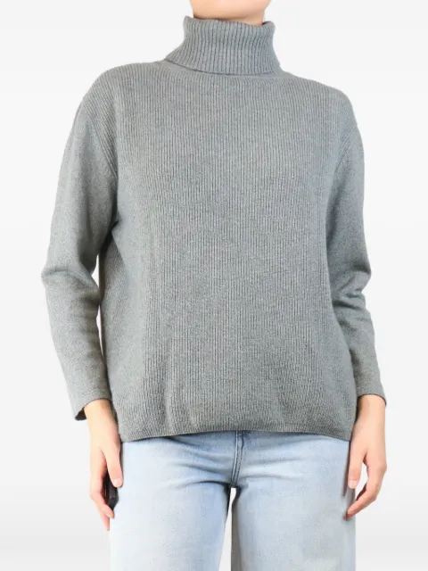 Fedeli ribbed roll-neck sweater Grey GREENRIBBEDCASHMEREROLLNECKJUMPER