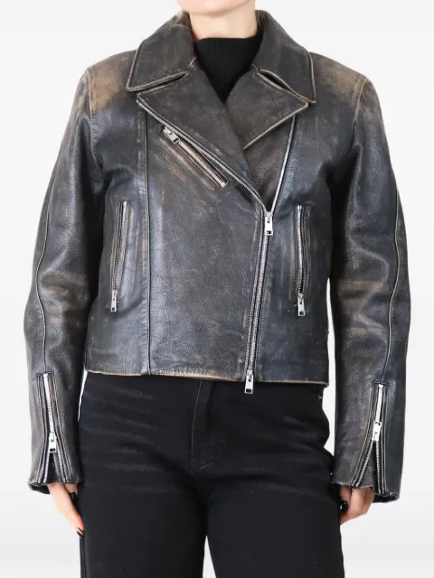FRAME distressed leather jacket Black BLACKDISTRESSEDLEATHERJACKET