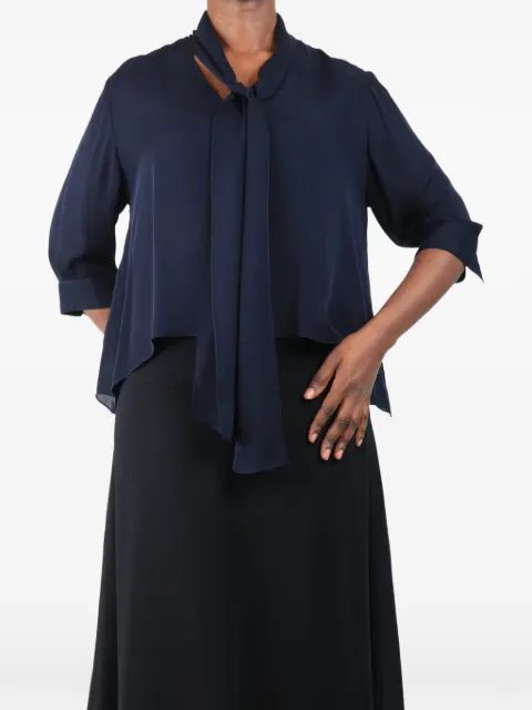 MORGANE LE FAY pussy-bow silk blouse Blue 076266