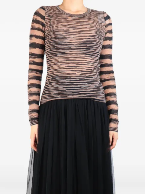 Missoni Pre-Owned abstract-stripe knit T-shirt Neutrals BLACKANDBROWNABSTRACTSTRIPEKNITTOP
