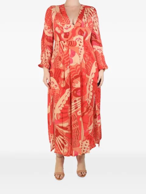 Rixo printed V-neck maxi dress Orange ORANGEPRINTEDVNECKSILKDRESS