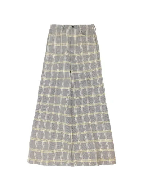 Marni Pre-Owned check-print wide-leg trousers Black BLACKANDYELLOWCHECKWOOLBLENDTROUSERS