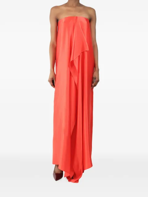 Bernadette strapless draped maxi dress Orange REDSILKMAXIDRESS