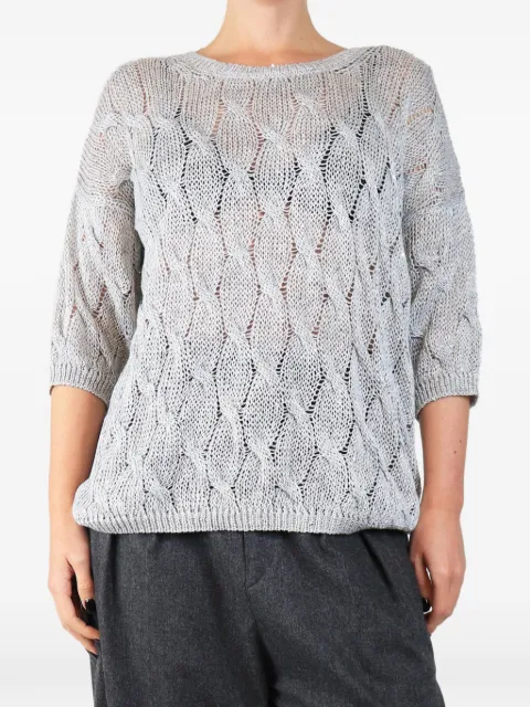 Gentry Portofino sequined cable-knit sweater Grey GREYSEQUINEDCABLEKNITCARDIGAN