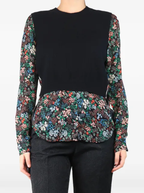 Veronica Beard layered-design sweater Black BLACKCASHMEREANDSILKFLORALJUMPER
