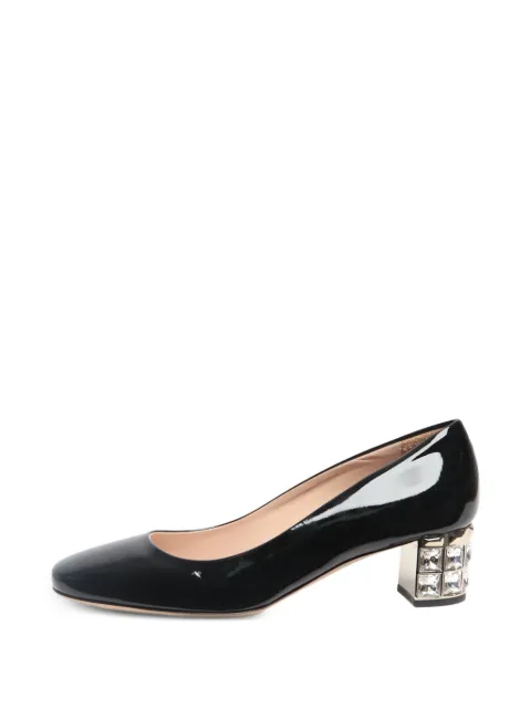 Miu Miu Pre-Owned crystal block-heel pumps Black BLACKCRYSTALBLOCKHEELPUMPS