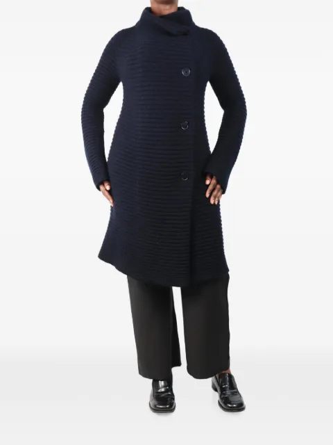 Jil Sander Pre-Owned ribbed cashmere coat Blue NAVYBLUERIBBEDLONGLINECARDIGAN