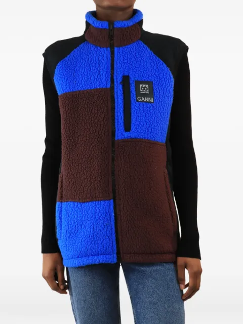 GANNI colour-block fleece vest Blue BLUEANDMAROONCOLOURBLOCKFLEECEVEST