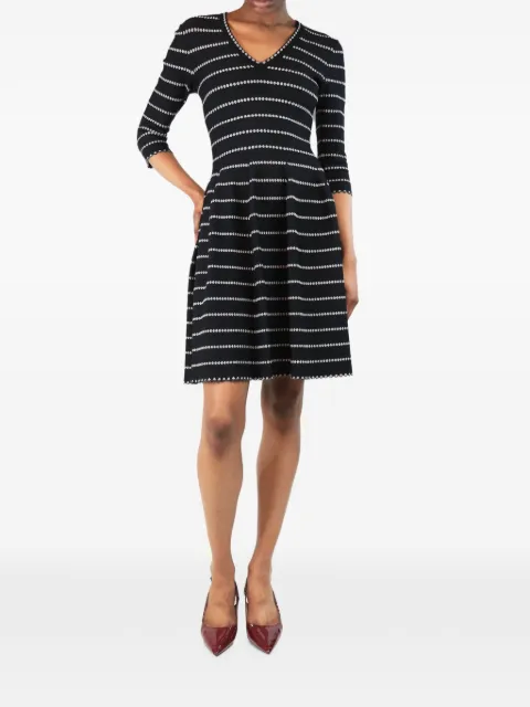 Alaïa Pre-Owned V-neck striped mini dress Black BLACKANDWHITEVNECKMINIDRESS