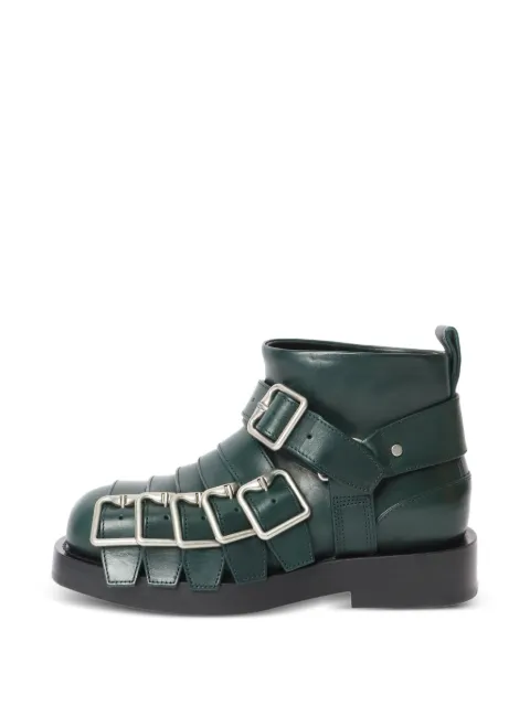 Burberry Pre-Owned buckle-strap leather ankle boots Green DARKGREENBUCKLESTRAPLEATHERANKLEBOOTS