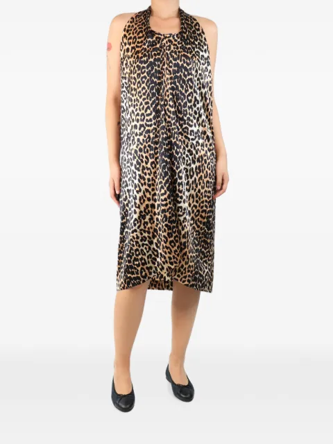 GANNI leopard-print halterneck midi dress Neutrals NEUTRALLEOPARDPRINTSILKHALTERNECKDRESS
