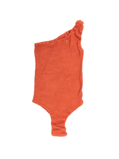 Manebi one-shoulder seersucker swimsuit Orange ORANGERUSTSEERSUCKERONESHOULDERSWIMSUIT