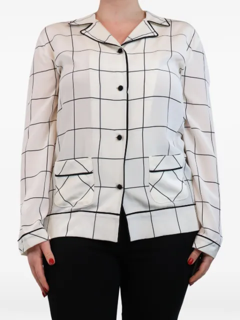 Valentino Garavani Pre-Owned grid-pattern shirt White CREAMGRIDCHECKEREDPOCKETSHIRT