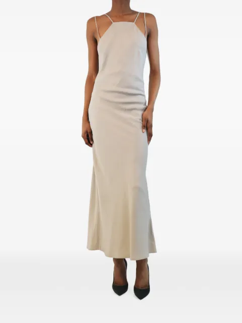 Eudon Choi lace-up midi dress Neutrals GREYSLIPMIDIDRESS