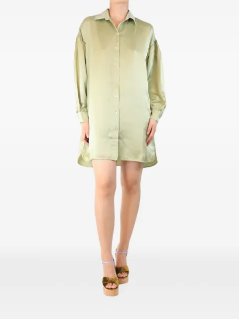 Olivia von Halle puff-sleeve shirt mini dress Green OLIVEGREENSILKSHIRTDRESS