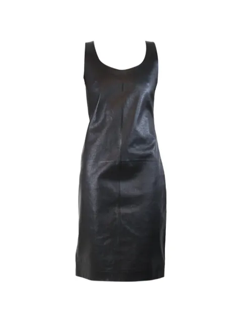 Bottega Veneta Pre-Owned scoop-neck leather mini dress Black BLACKLEATHERMINIDRESS