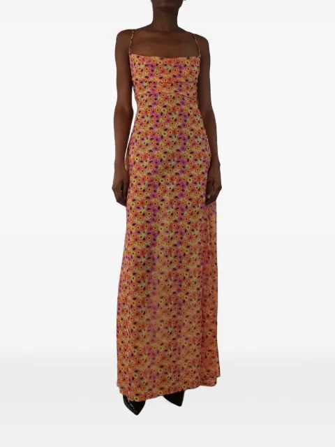 BANANHOT floral-print maxi dress Orange BANANHOTORANGEANDPINKSLEEVELESSFLORALDRESS