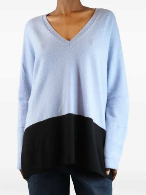 Amanda Wakeley two-tone V-neck sweater Blue BLUETWOTONECASHMEREJUMPER