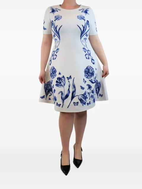 Oscar de la Renta Pre-Owned floral-print dress White WHITEANDBLUEFLORALPRINTEDDRESS
