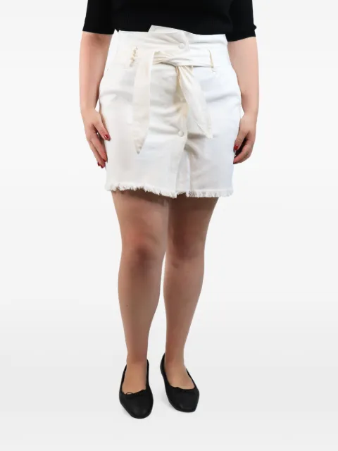 Nanushka belted frayed-hem mini skirt White CREAMBELTEDDENIMMINISKIRT