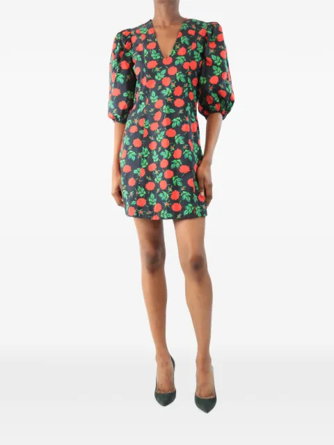 GANNI floral-print puff-sleeve mini dress Black BLACKANDREDFLORALPRINTEDMINIDRESS
