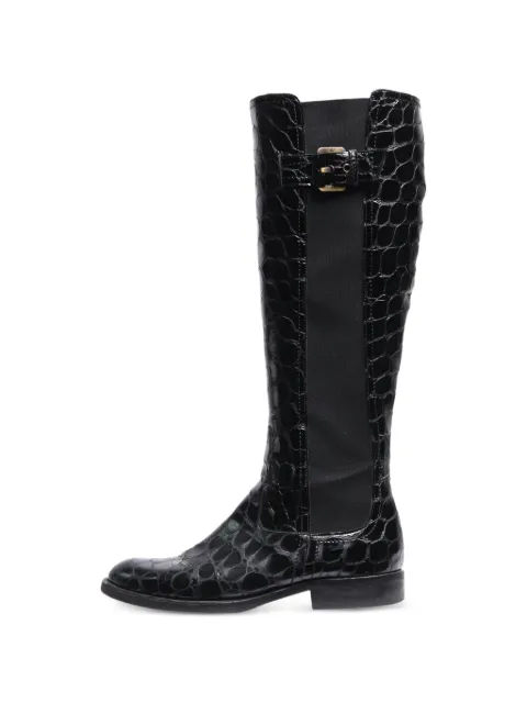 Emporio Armani Pre-Owned croc-effect leather boots Black BLACKCROCEFFECTKNEEHIGHCHELSEABOOTS