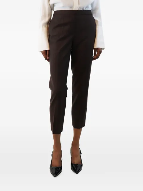 Theory elasticated-waistband cropped trousers Brown DARKBROWNWOOLTROUSERS