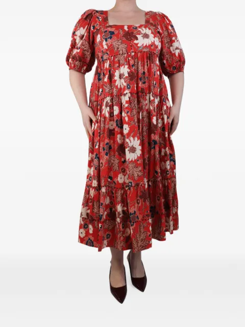 Ulla Johnson Nora gathered floral-print midi dress Red REDNORAGATHEREDFLORALMIDIDRESS