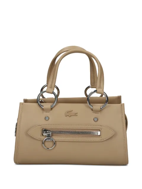 Lacoste small Celys ring-detail logo-patch tote bag Neutrals NF5230AQ