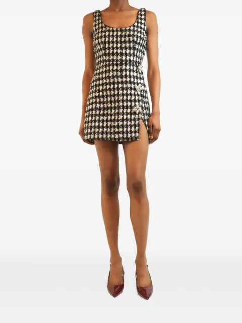 Self-Portrait bouclé floral-embellished mini dress Black BLACKANDWHITEBOUCLEMINIDRESS